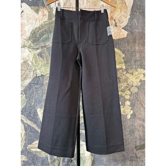 New Anthropologie MAEVE The Colette Knit Crop Wide-Leg Pants - Black sz 26 - Picture 6 of 10